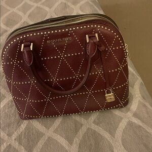 Michael Kors Burgundy Studded Satchel
